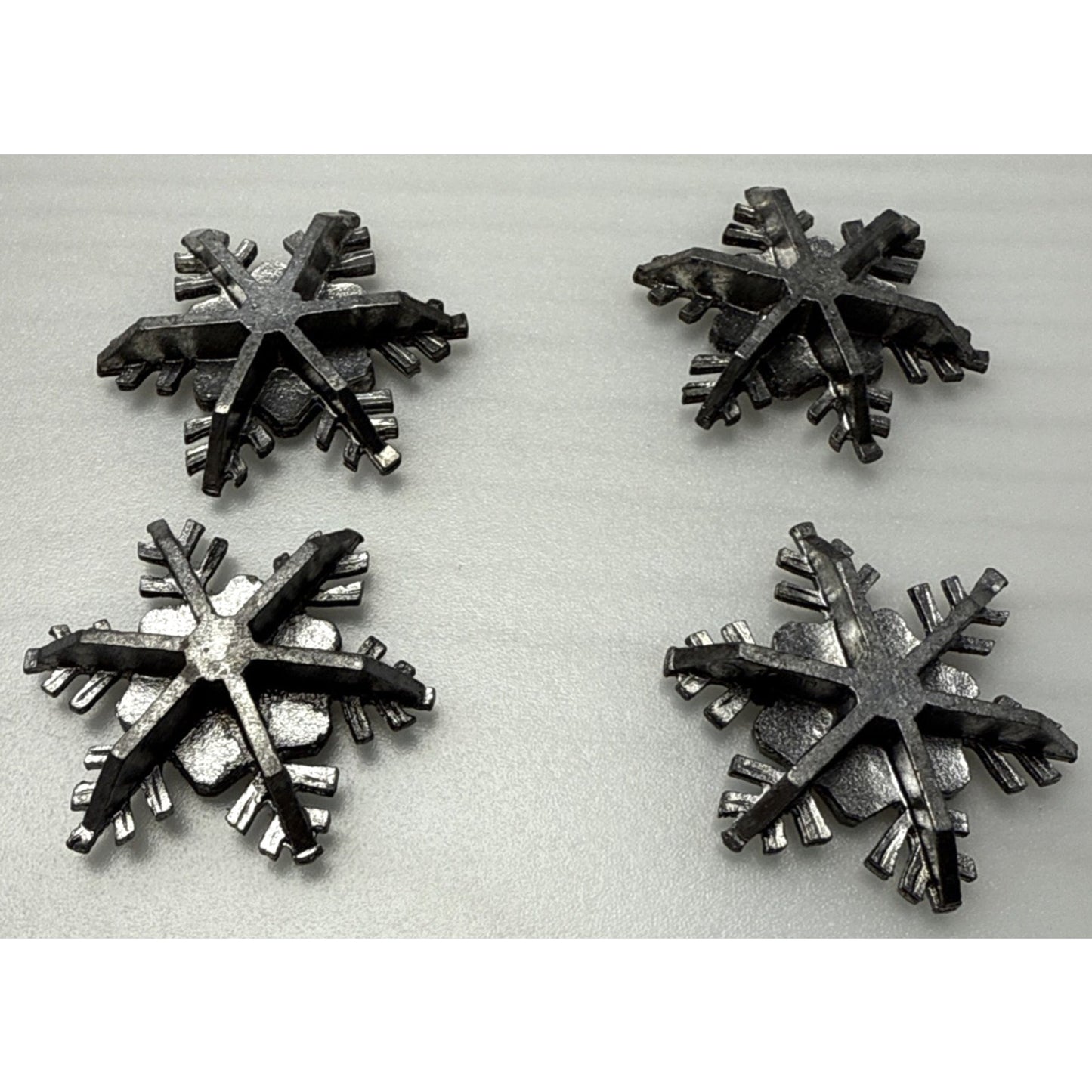 Vintage Lot of 4 Metzke Pewter Snowflake Taper Candle Holders