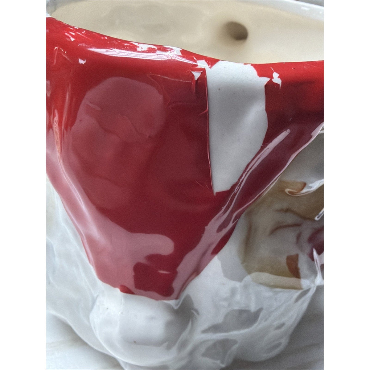 Vintage Lot of 4 Hand Painted Santa Porcelain Ceramic Mugs Double Sided As Is