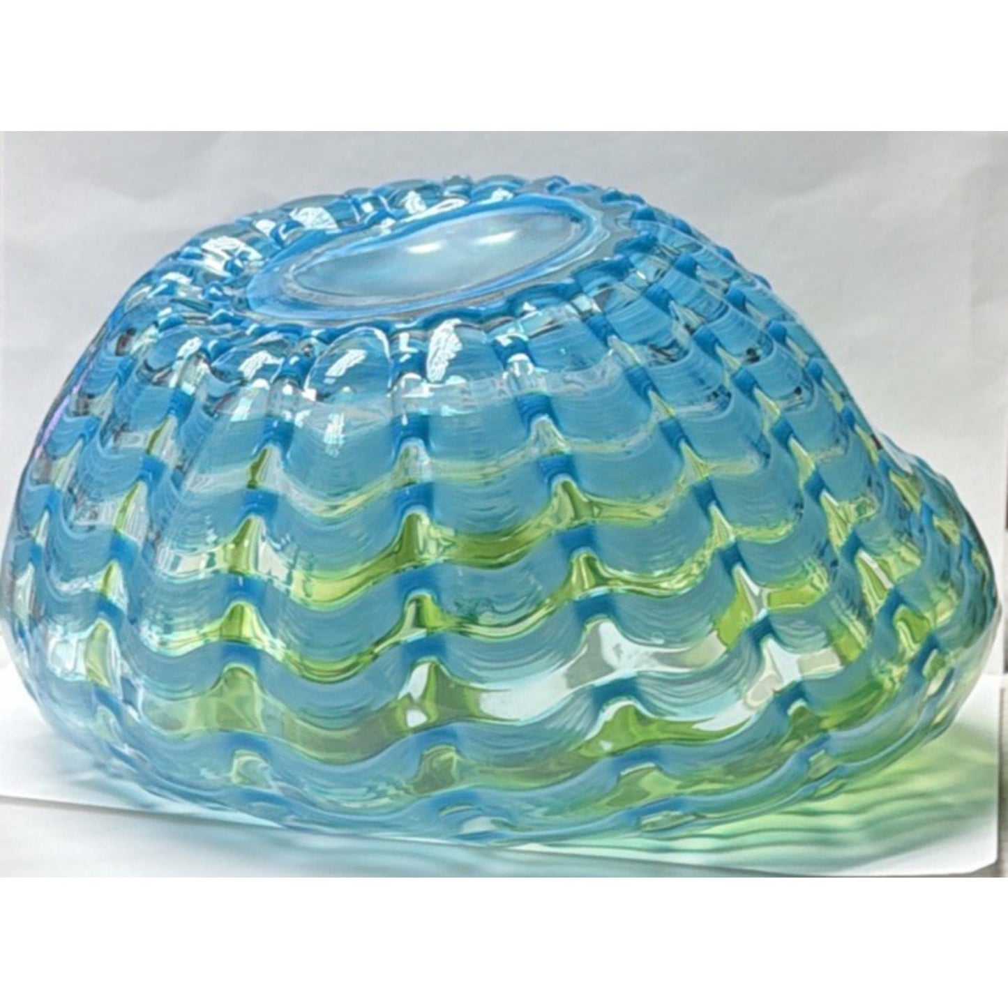 Dale Tiffany Waterfront Hand Blown Art Glass Green Blue Favrille Vase Bowl