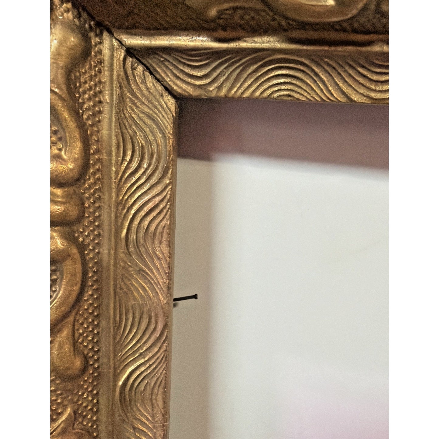 Antique Victorian Layered Wood Gold Floral Gesso Frame Only Wall Art As Is