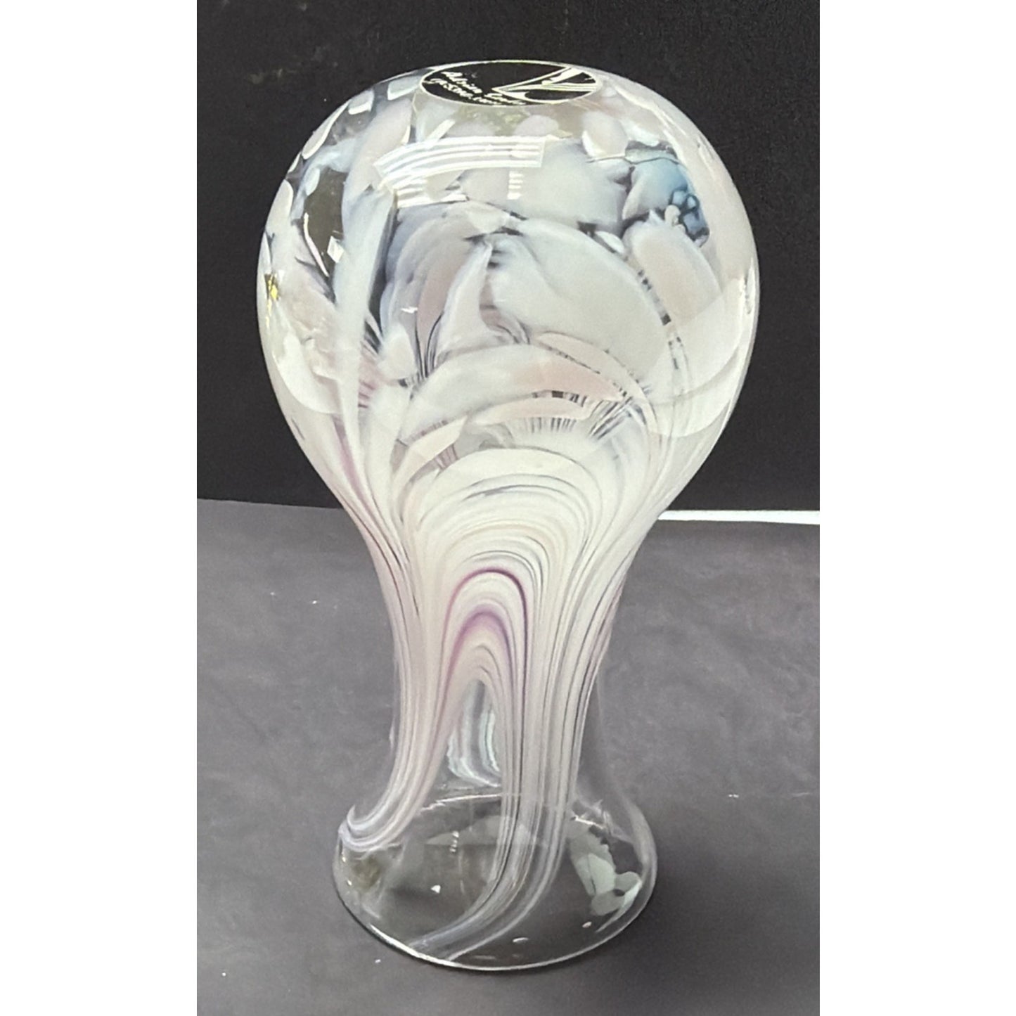 Adrian Sankey Studio Art Glass Vase Pink White Abstract Hand Blown Sticker