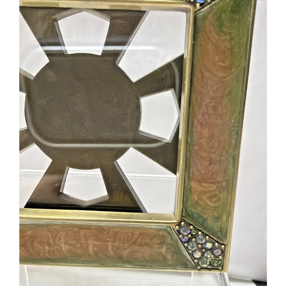 Jay Strongwater Leland Pave Corner Picture Frame Frame Swarovski Crystal Enamel