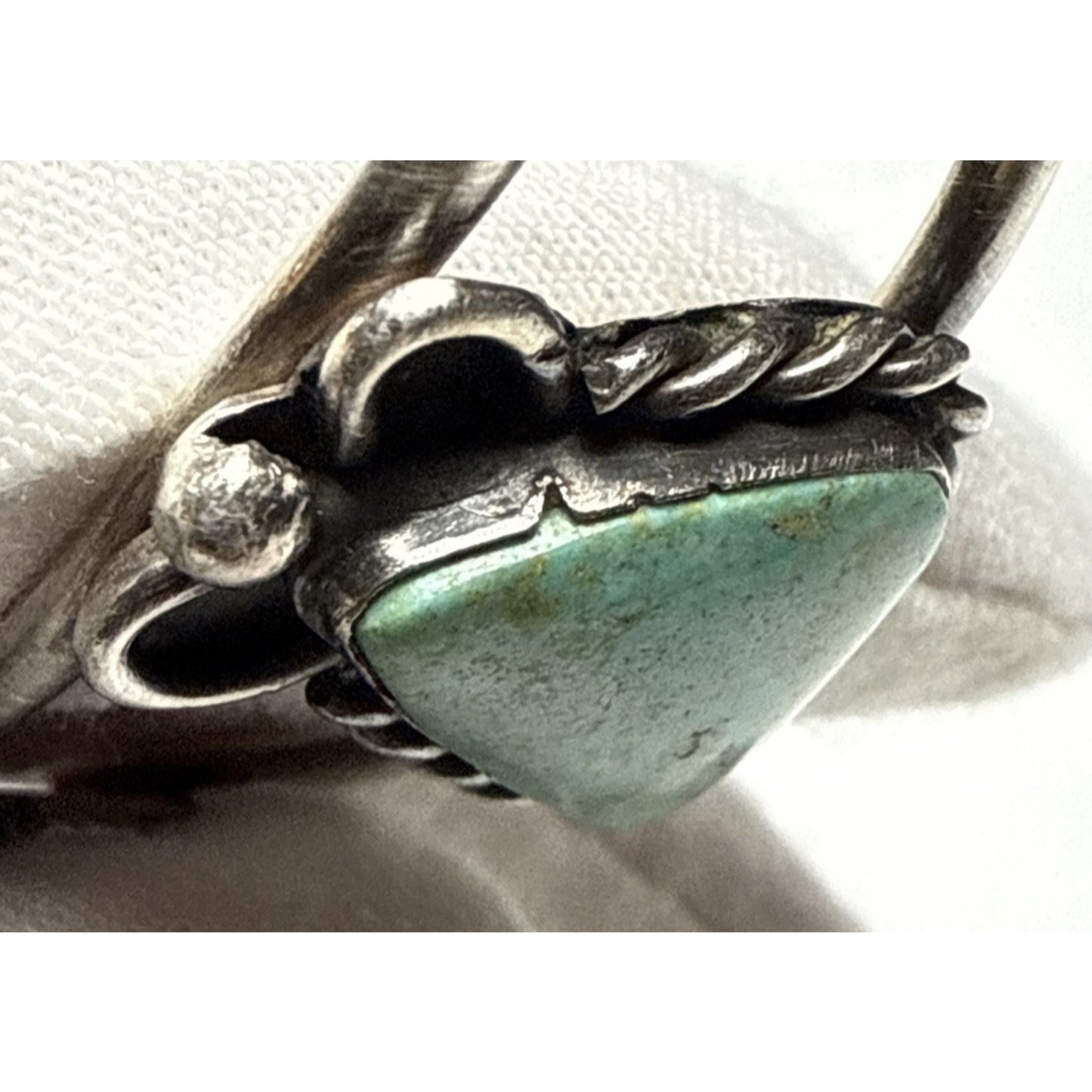 Vintage Native Sterling Silver Turquoise Cuff Bracelet Ornate 3 Stone As Is