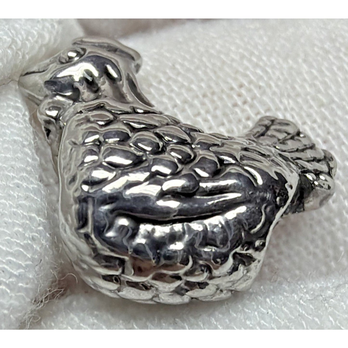 Vintage Sterling Silver Rooster Hen Chicken Bead Charm