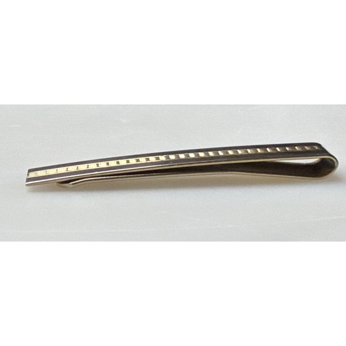 Vintage Large Gold Tone Tie Clip Center Pattern Textured As Is