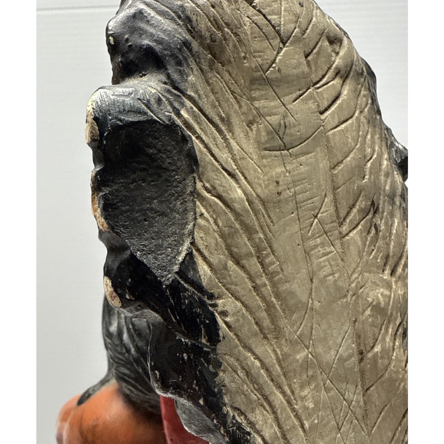 Vintage Native American Indian Chief Chalkware Cigar Store Statue Hand Painted