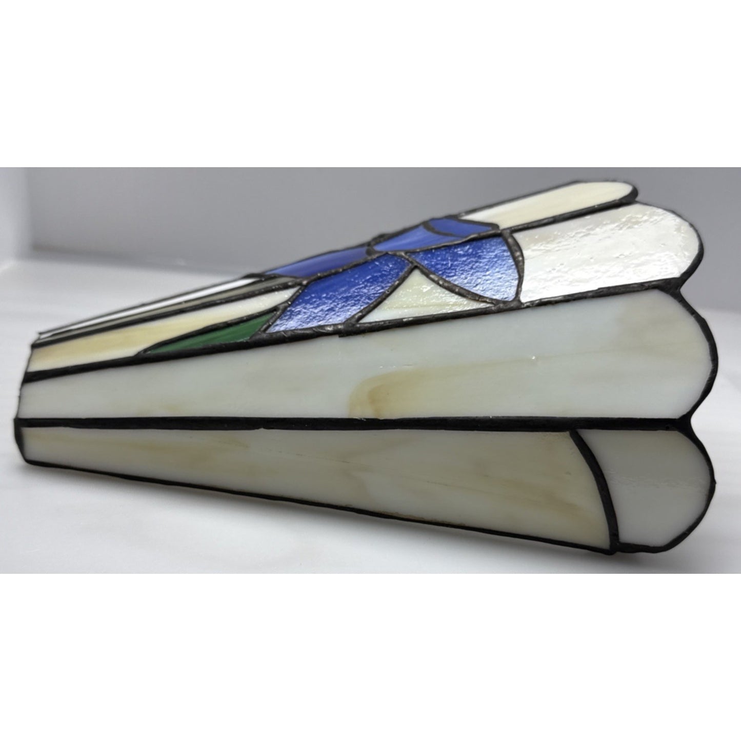 Stained Glass Iris Lily Flower Wall Sconce Light Lamp Shade Dark Blue Slag