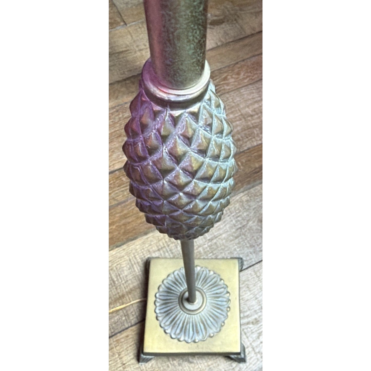 MCM Wescal Tall Cast Metal Bronze Lamp Pineapple Sculptural Footed Lily As Is
