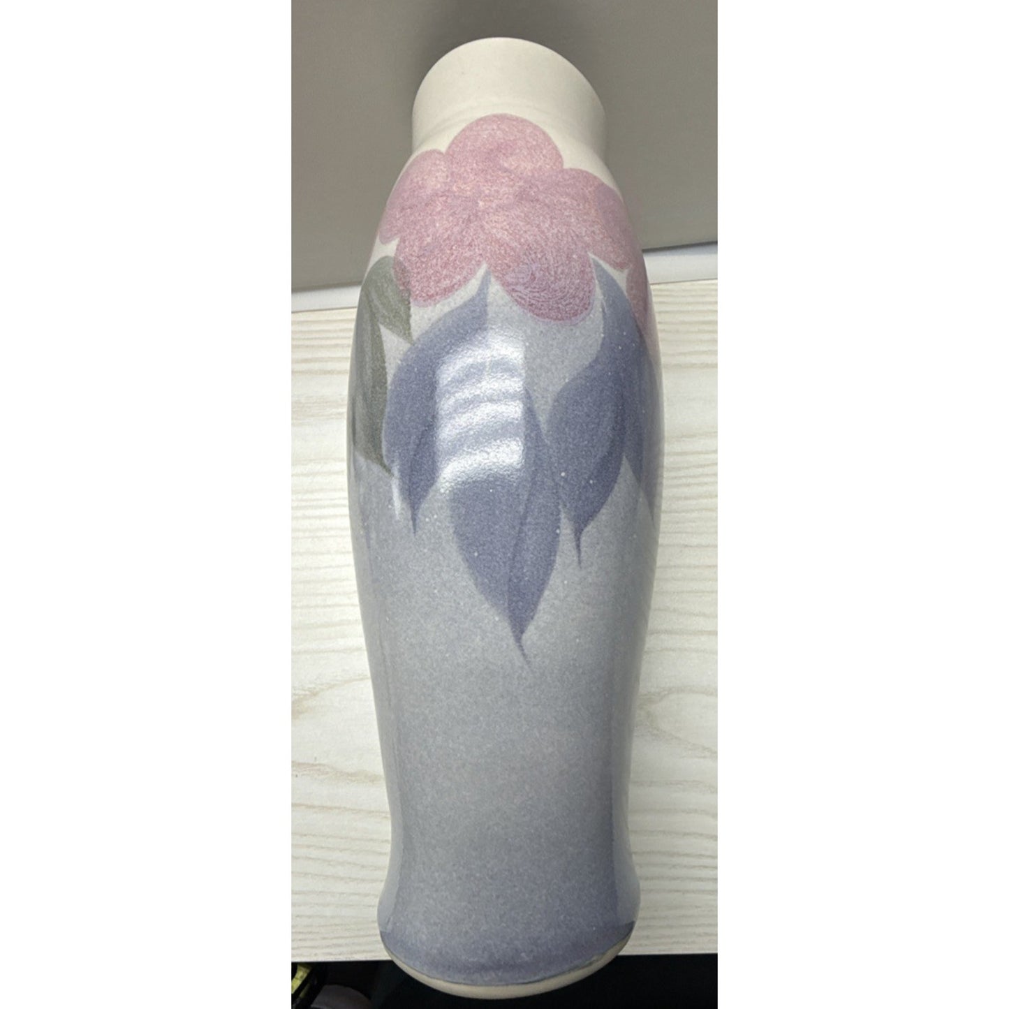 Vintage Leila Lei La Studio Art Pottery Nouveau Style Hand Painted Vase Floral