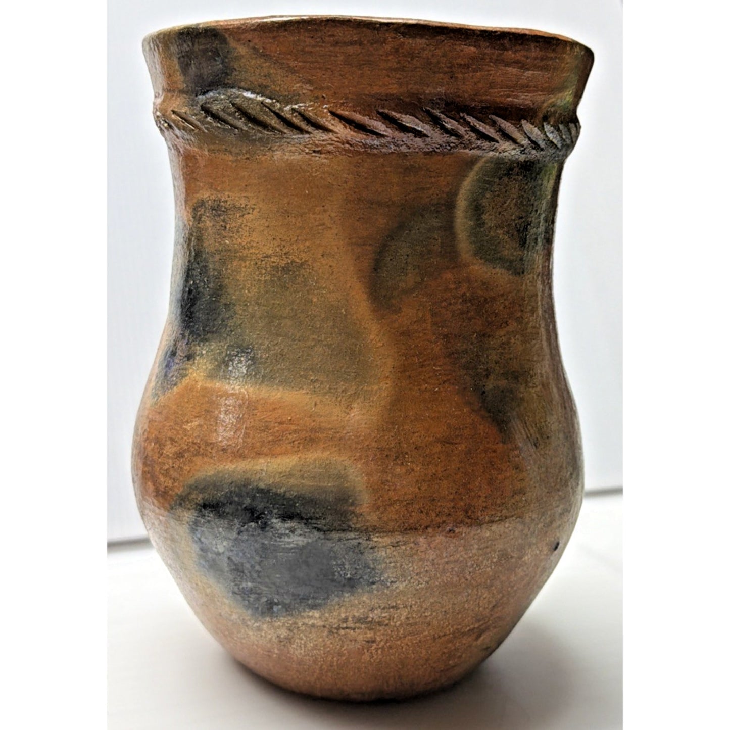 Vintage Navajo Art Pottery Vase Pinon Pine Pot Rope Glazed Fired As Is