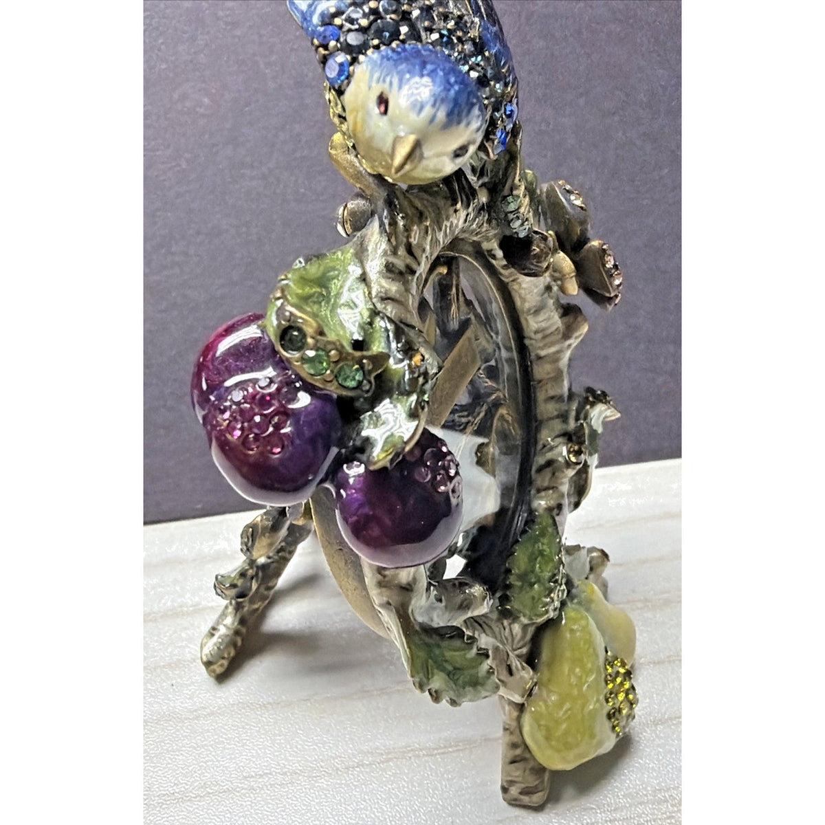 Jay Strongwater Skylar Mini Frame Bird Floral Enamel Swarovski Crystal As Is