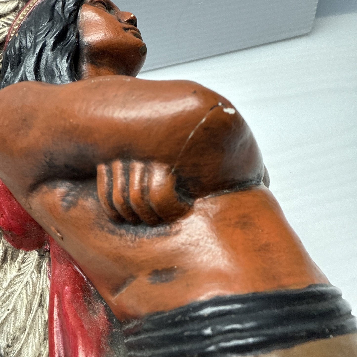 Vintage Native American Indian Chief Chalkware Cigar Store Statue Hand Painted