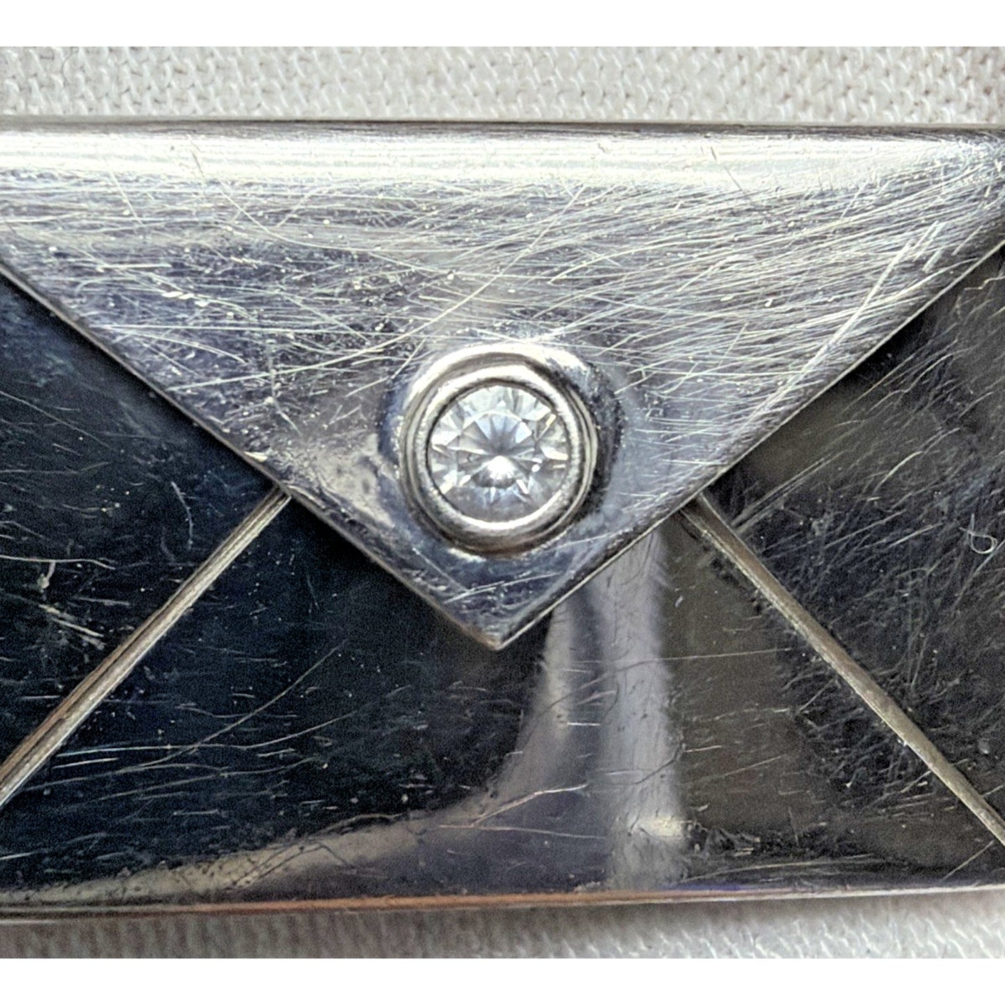 Vintage Sterling Silver Envelope Locket Love Note Message Charm Necklace CZ
