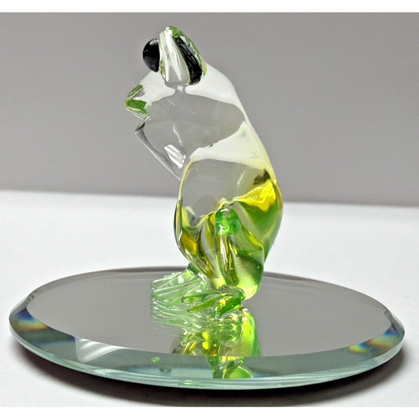 Vintage Glass Baron Green Frog On Mirror Smiling