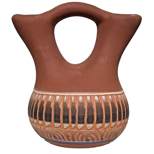 J Platero Native Navajo Etched Art Pottery Mini Wedding Vase Signed Numbered
