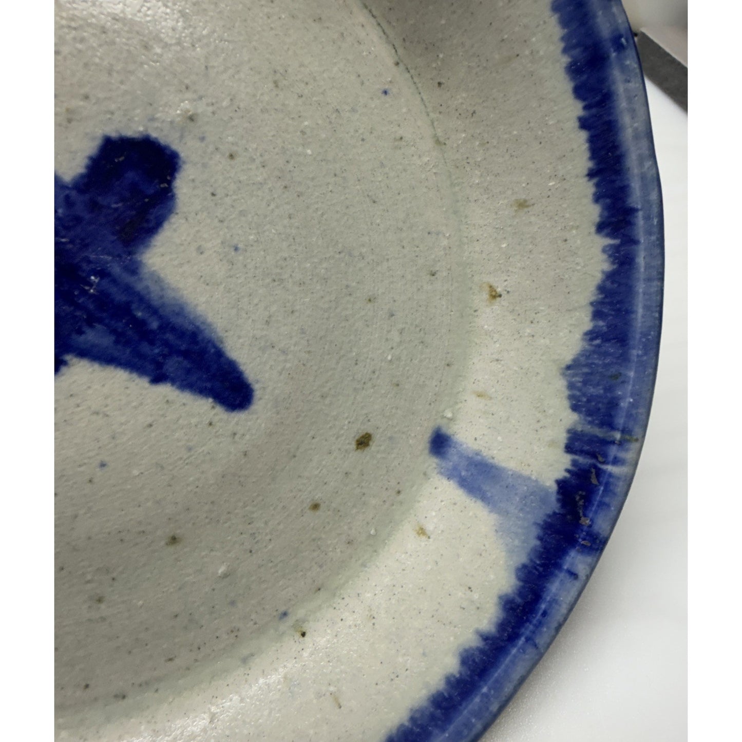 Vintage Lot of 2 HMN Art Pottery Star Platter Plate Bowls Stoneware Blue