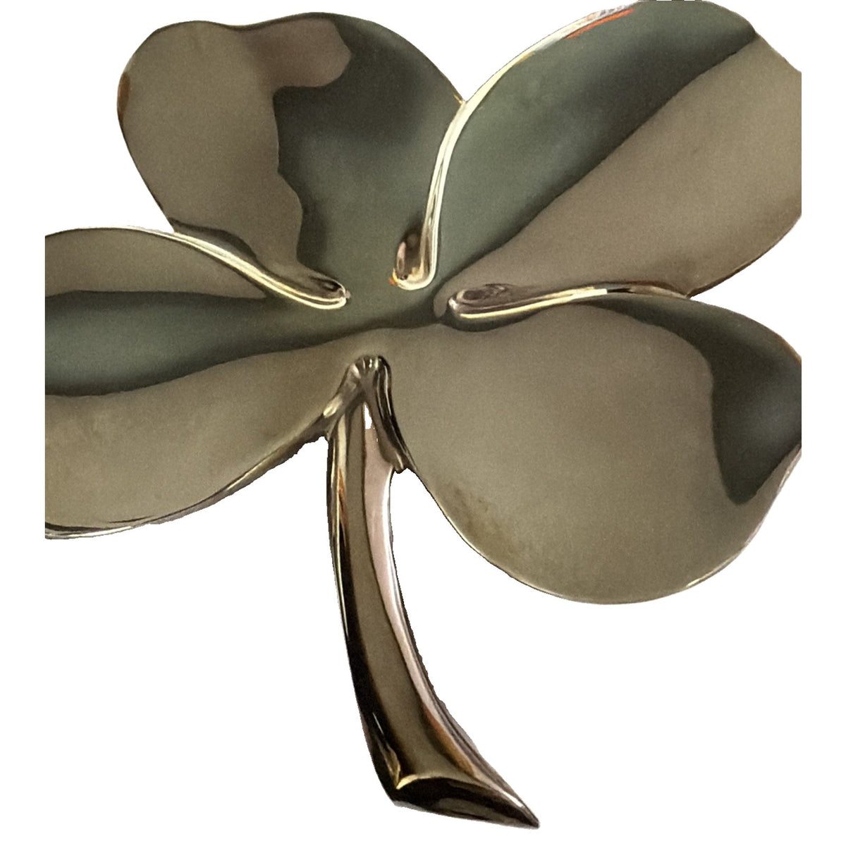 Vintage Gerity 24K Goldplate Four Leaf Clover Shamrock Paperweight As Is