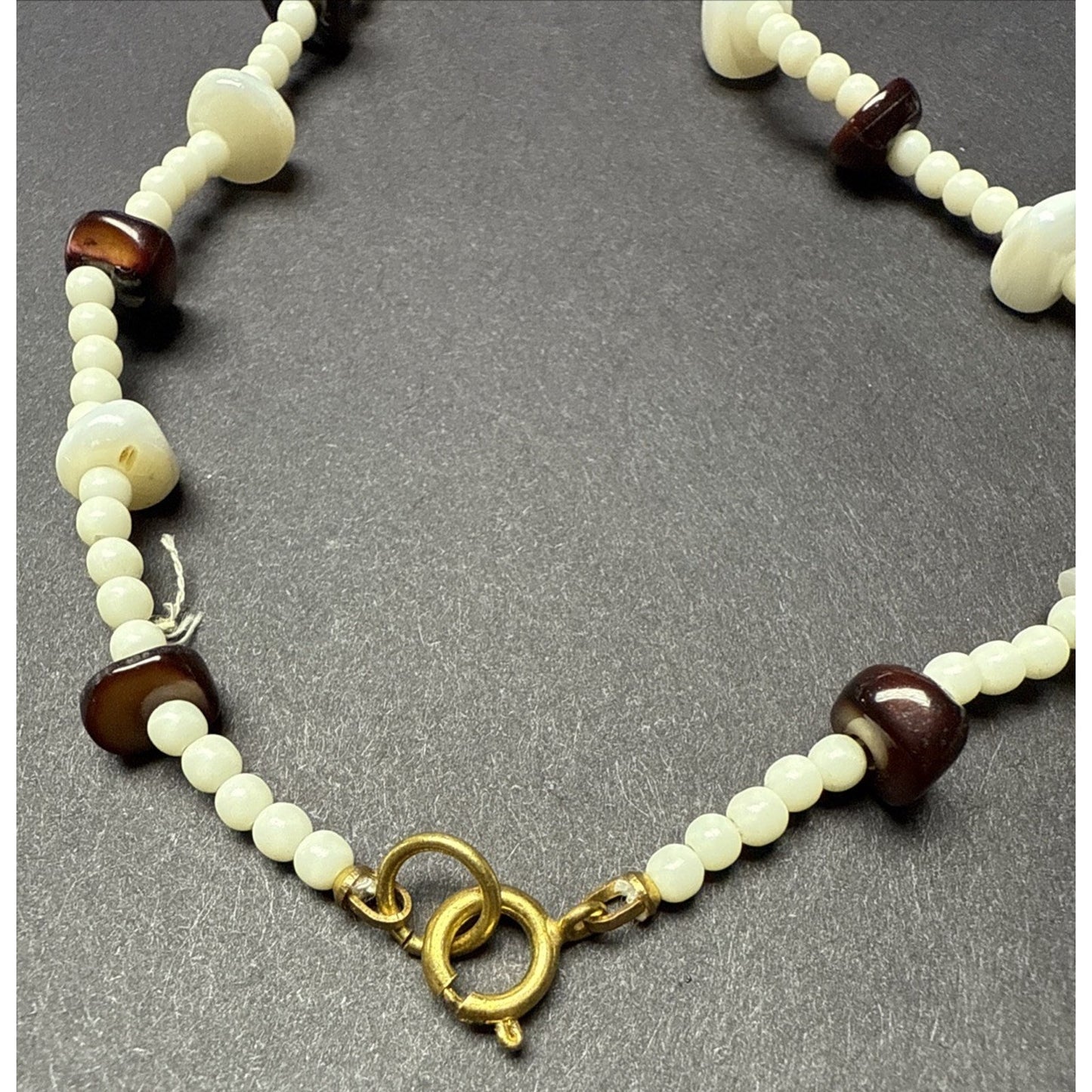 Vintage Mother of Pearl Strand Necklace Beaded Tags