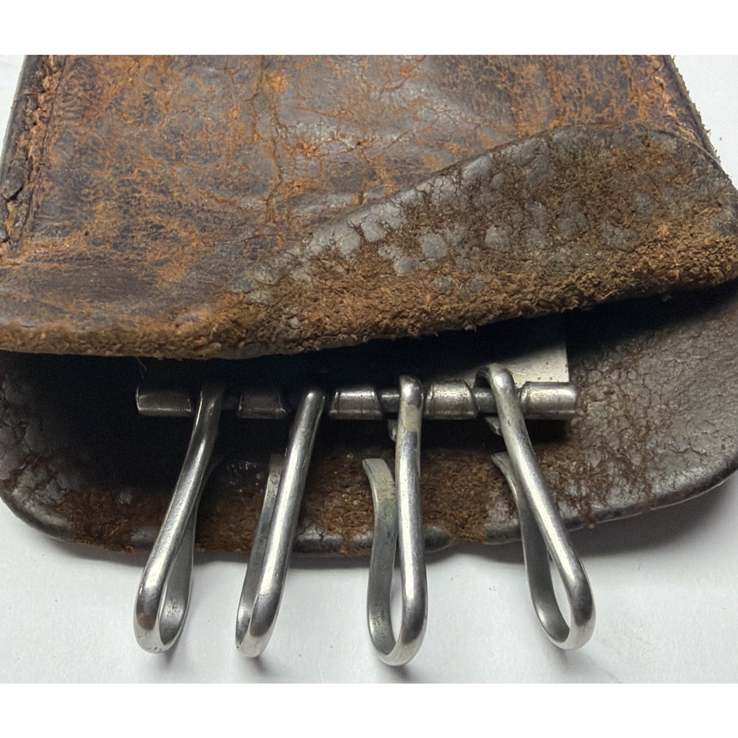Old Osborn Bros Pat Pend Leather Sliding Key Pouch Steel Hooks As Is Read