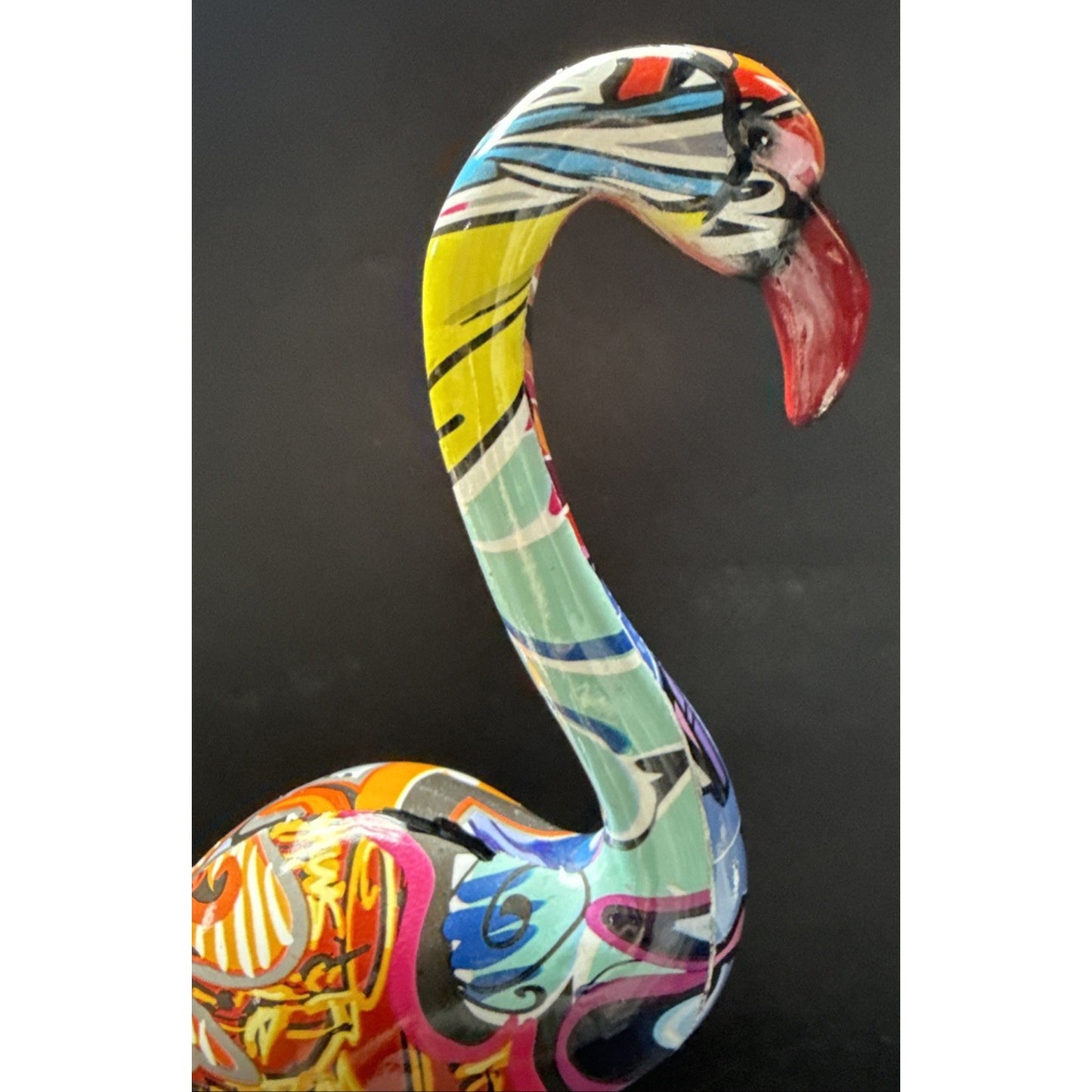 Flamingo Sculpture Graffiti Pop Art Colorful Statue Modern As Is