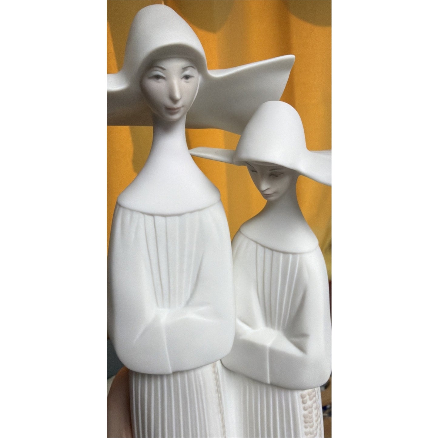 Vtg Lladro Daisa Bisque Porcelain Two Nuns Sculpture Rosaries Religious As Is