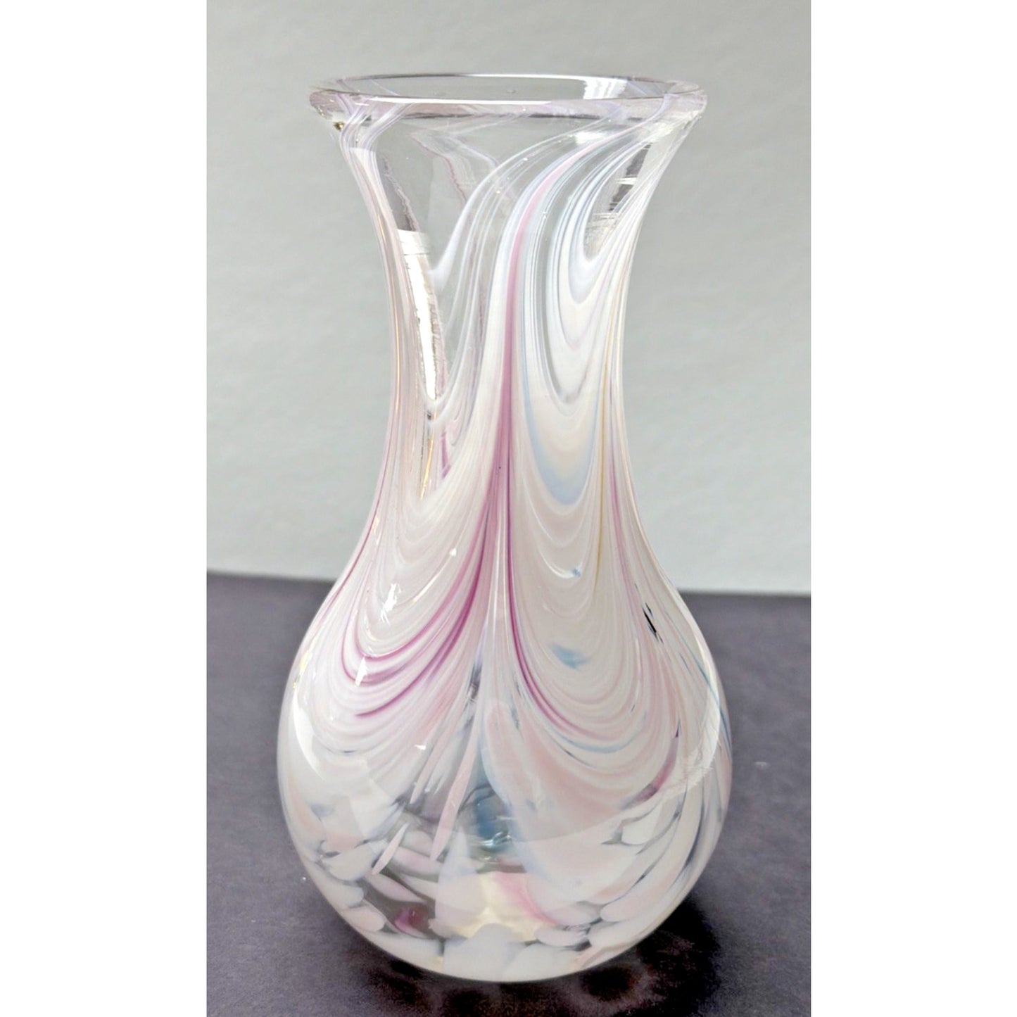 Adrian Sankey Studio Art Glass Vase Pink White Abstract Hand Blown Sticker