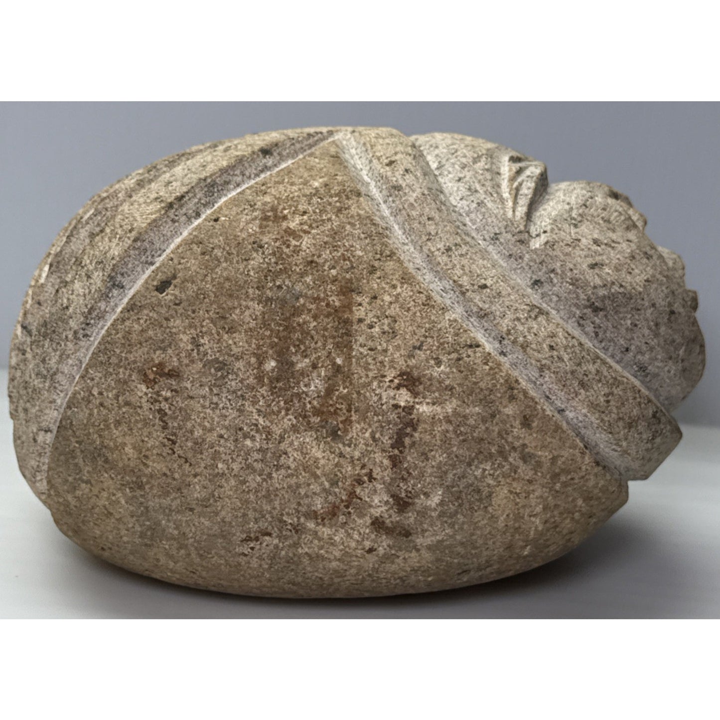 Vintage Native American Carved Stone Rock Indian Head Chief Signed Symbols