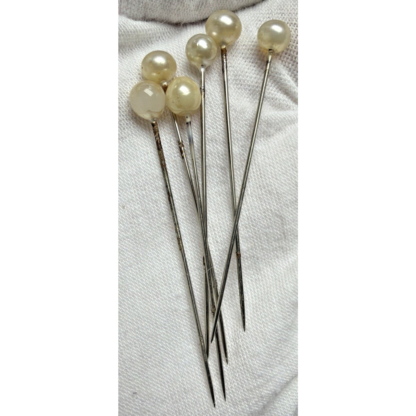 Victorian Shoe Sewing Cushion Hair Hat Pin Lot of 20 Glass Pearl Plastic As Is