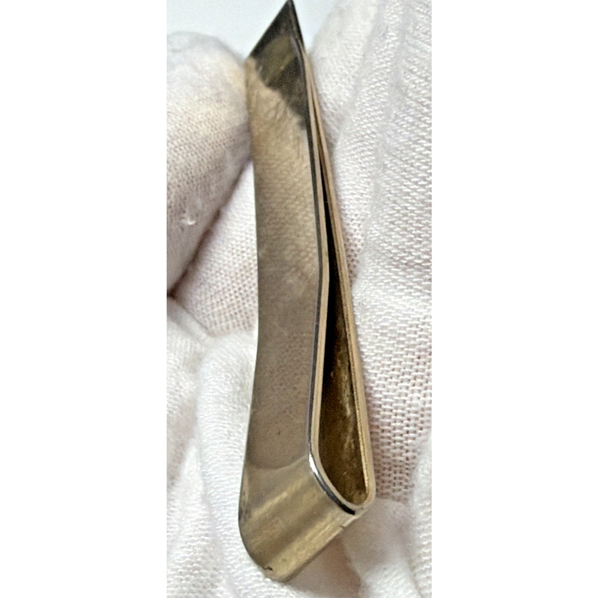 Vintage Large Gold Tone Tie Clip Center Pattern Textured As Is