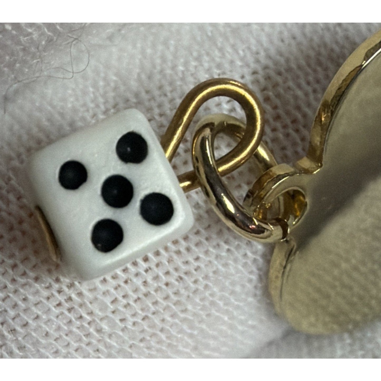 Vintage Las Vegas Gold Tone Heart Charm Pendant Dice Die