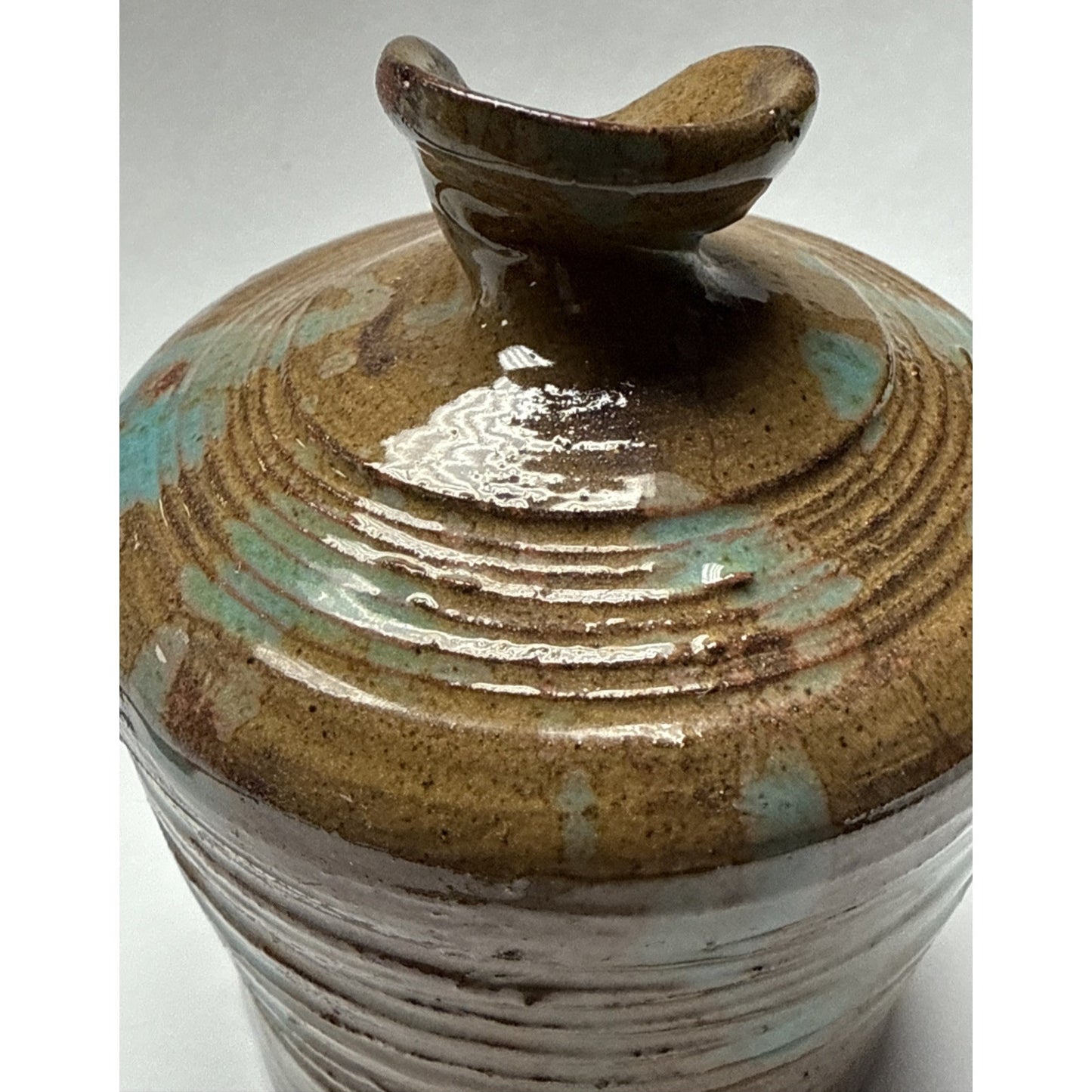 MCM Bailey Studio Art Pottery Glazed Vase Weed Pot Brown Green As Is