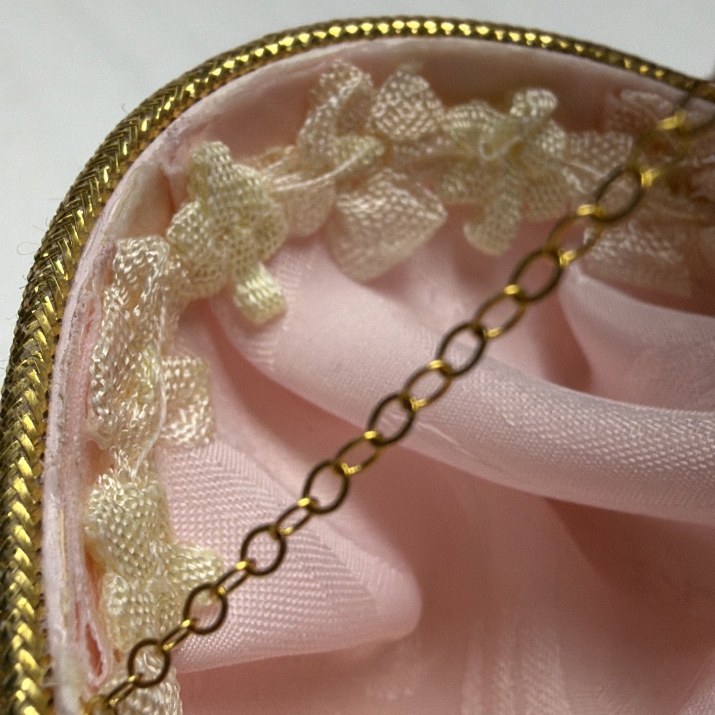 Egg Fantasy Hand Decorated Goose Egg Pink Trinket Jewelry Box Porcelain Flowers
