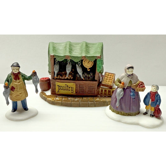 Vintage Set of 3 Dept 56 Heritage Village Series Accessory Poultry Market 55590