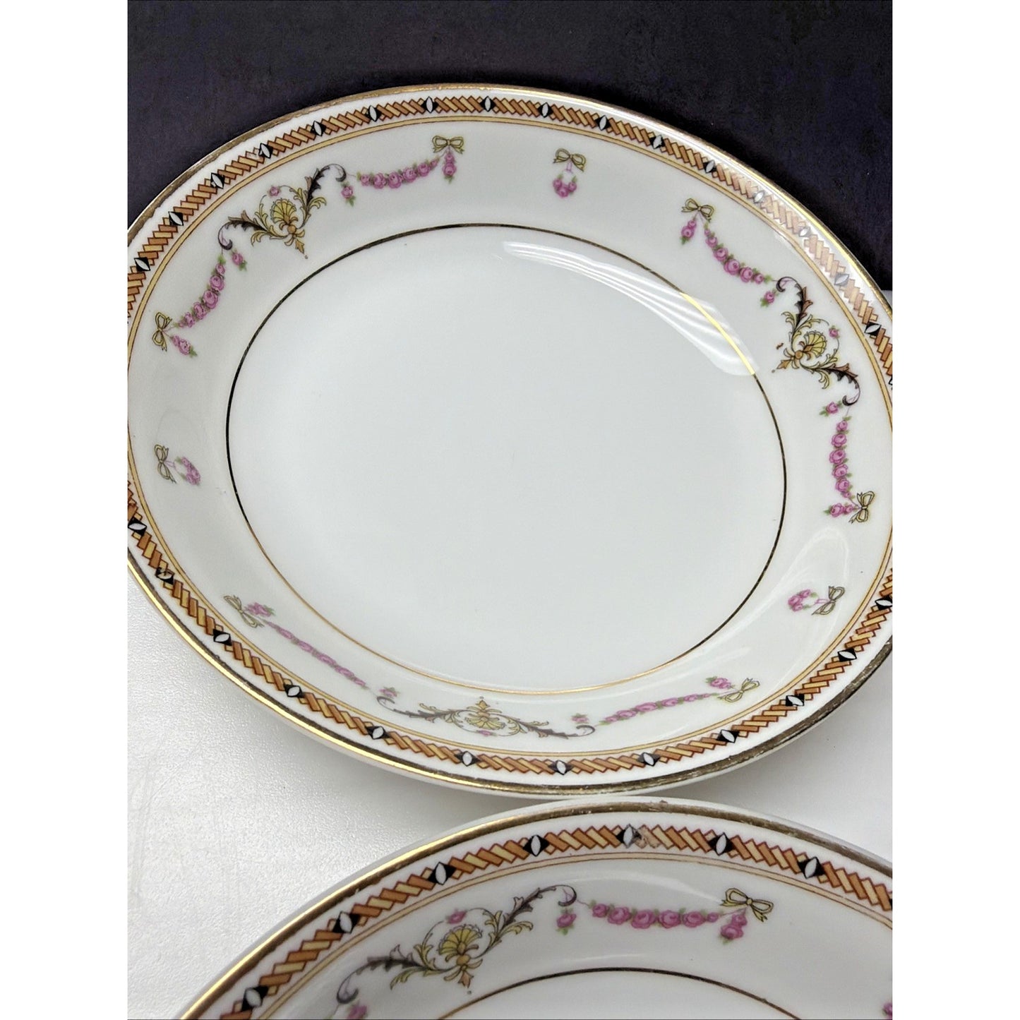 Lot of 4 HC Selb Bavaria Heinrich Co Fruit Dessert Bowls Pink Swag Roses White