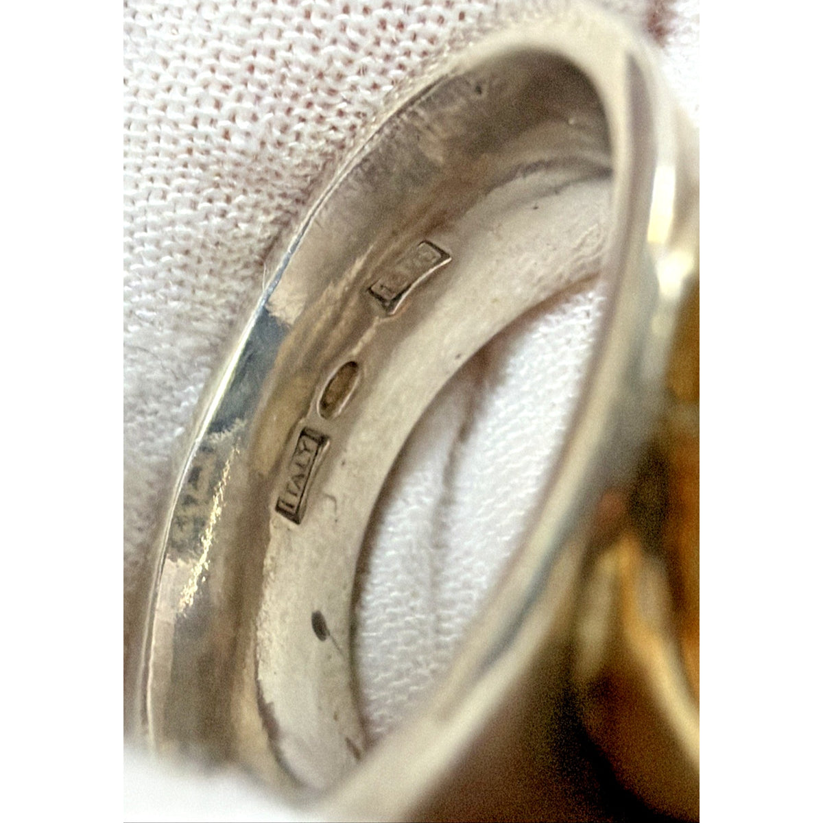 Italy Sterling Silver 18kt Gold Ring 9.5-10mm Pearl Wide Band Sz 7 Read