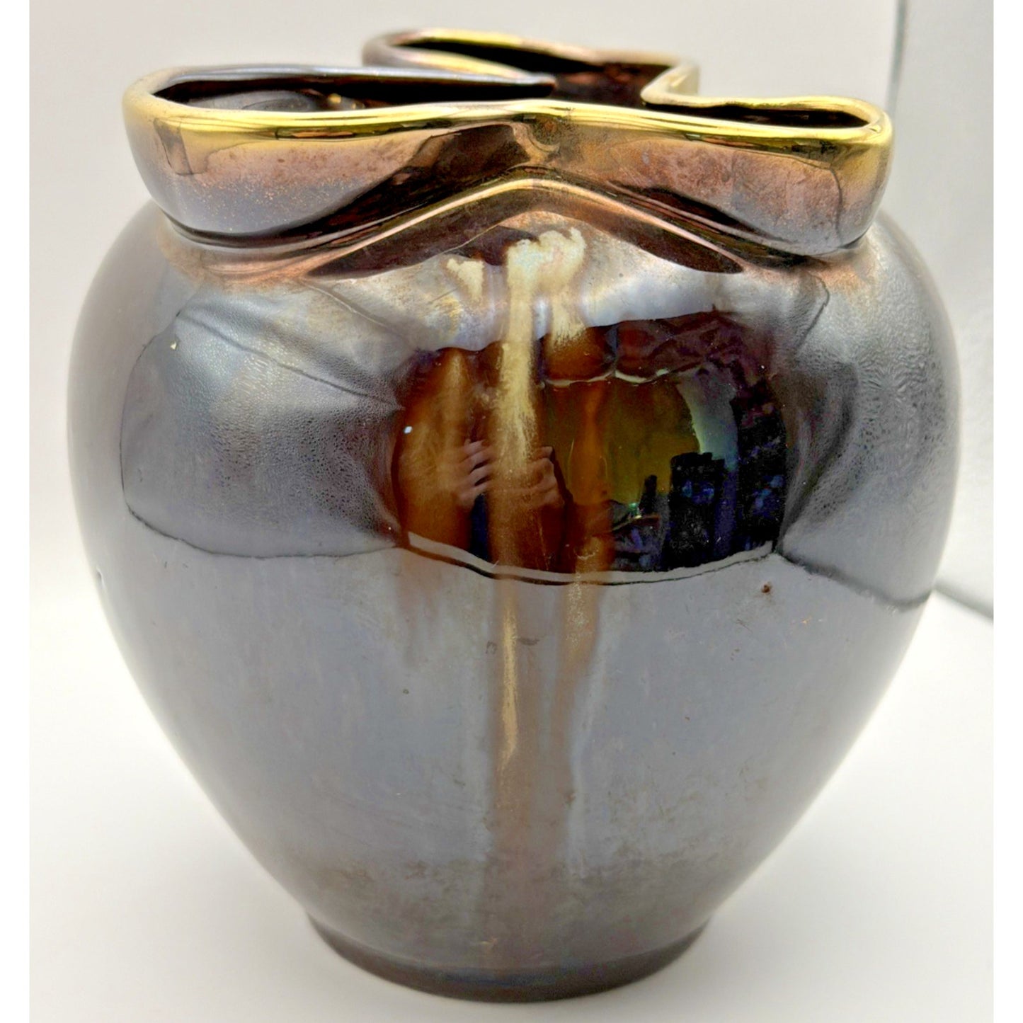 MCM Carstens Tonnieshof Freeform Art Pottery Vase Brown Iridescent Glaze