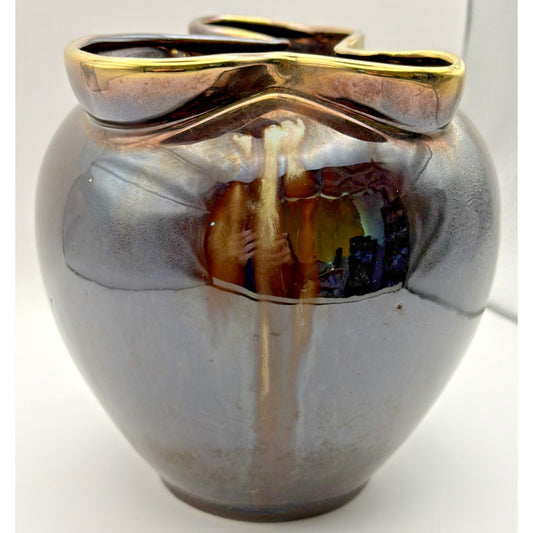 MCM Carstens Tonnieshof Freeform Art Pottery Vase Brown Iridescent Glaze