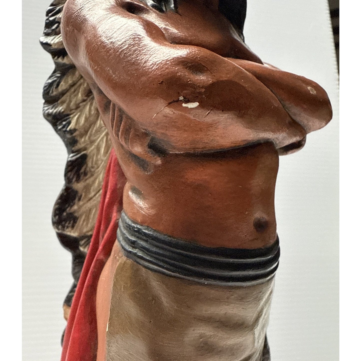 Vintage Native American Indian Chief Chalkware Cigar Store Statue Hand Painted