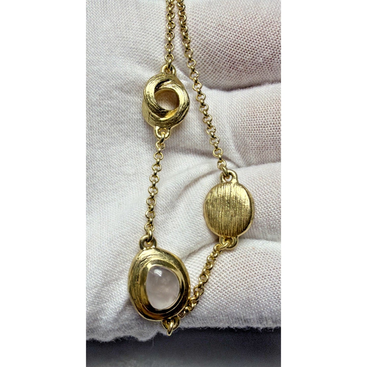 Cole Haan Semi Precious Gemstone Cabochon Station Necklace Gripoix Style Long