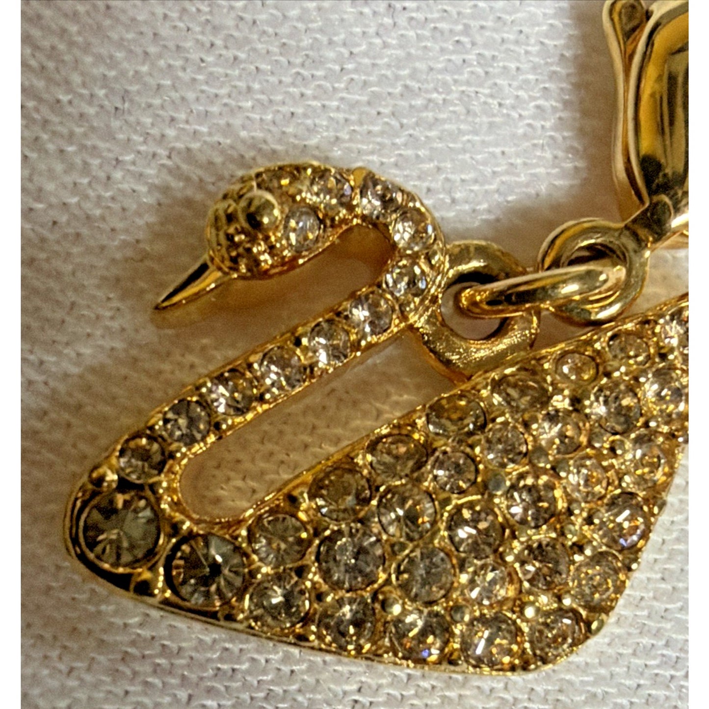 Swarovski Golden Swan Pave Crystal Charm Pendant