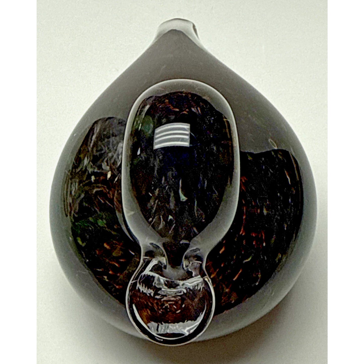 Wedgwood England Crystal Duck Mottled Black Brown Tortoise Glass Figurine Signed