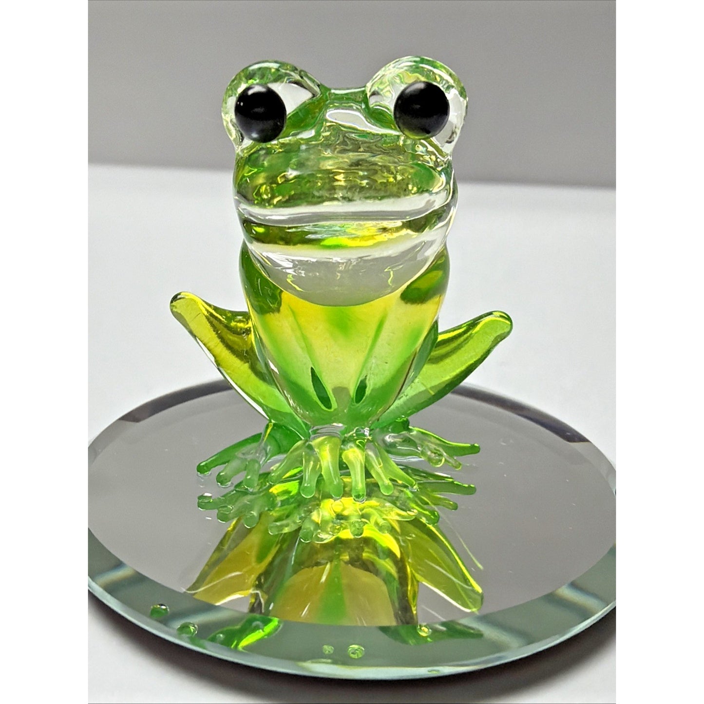 Vintage Glass Baron Green Frog On Mirror Smiling
