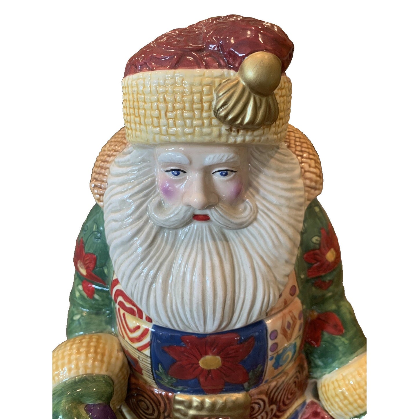 Studio Nova Mikasa Old World Santa Classic Ceramic Cookie Jar Patchwork Quilt