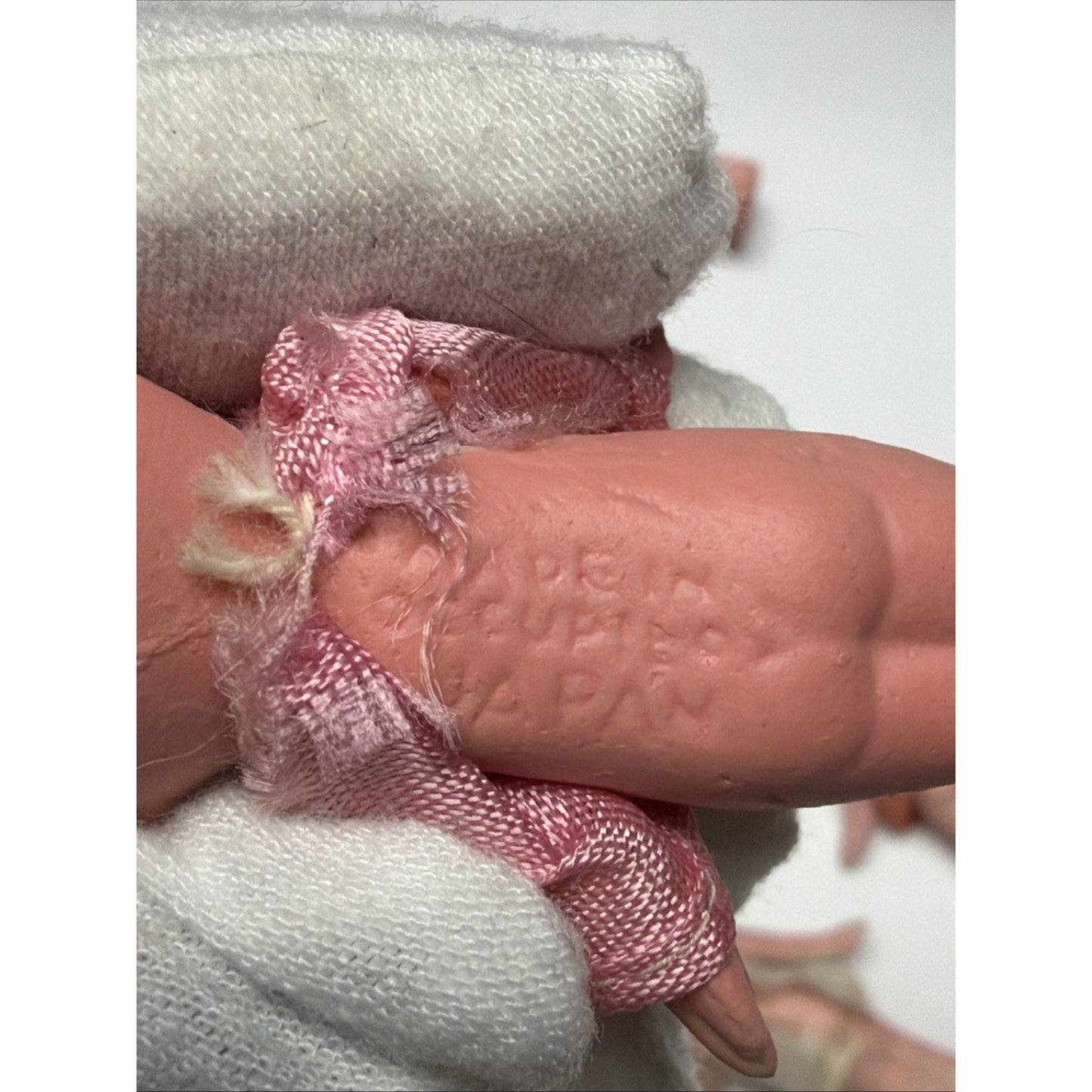 Old Lot of 4 Bisque Porcelain Baby Dolls Miniature Jointed Arms Dresses As Is