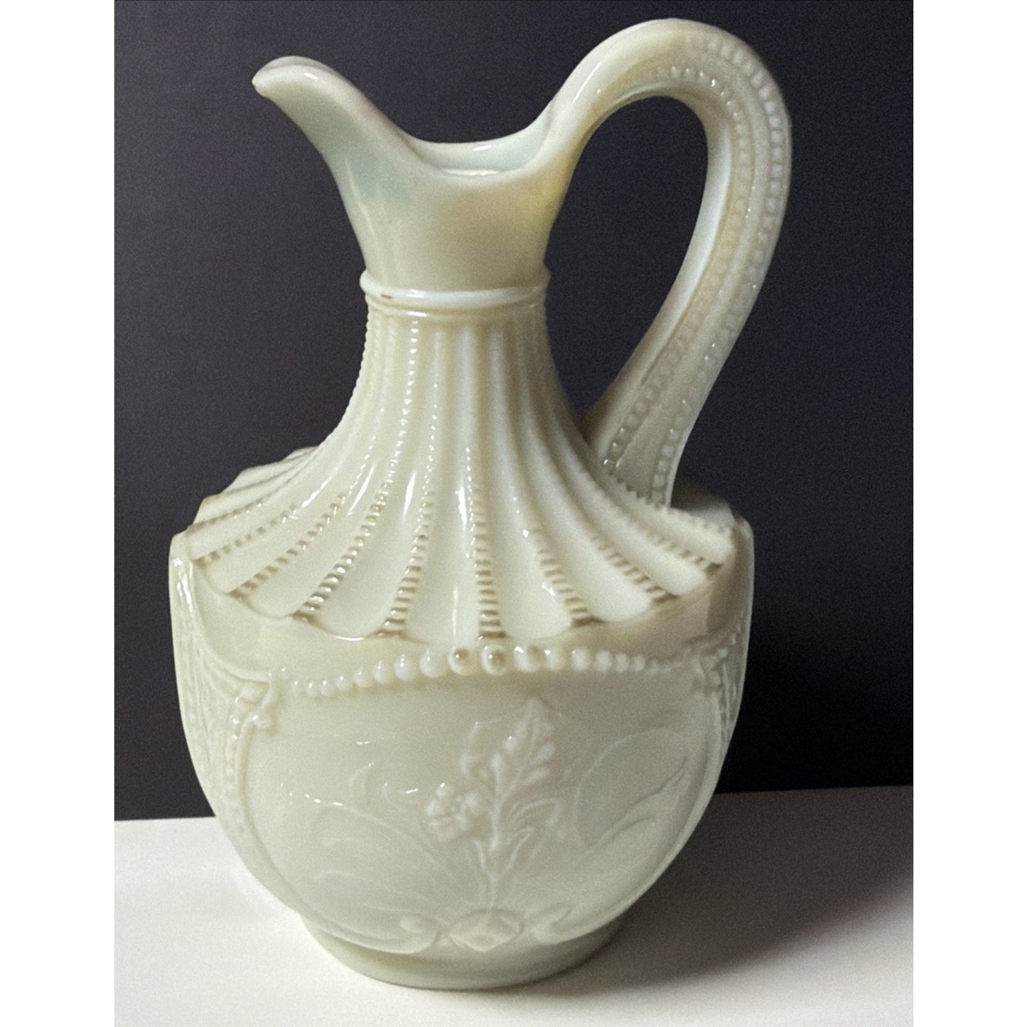 EAPG National Northwood Glass Iris Wild Bouquet Custard Uranium Cruet No Stopper