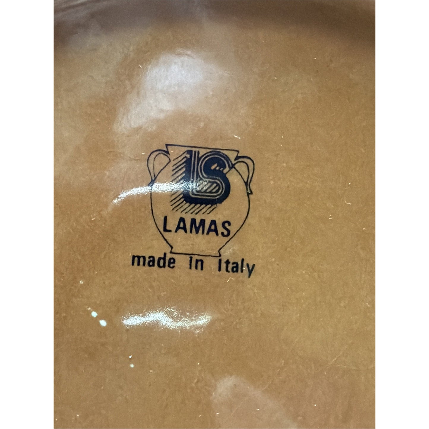 Vtg Lamas Pottery Italy Ceramic Rooster Hen Plate Floral Grid Design Farmhouse