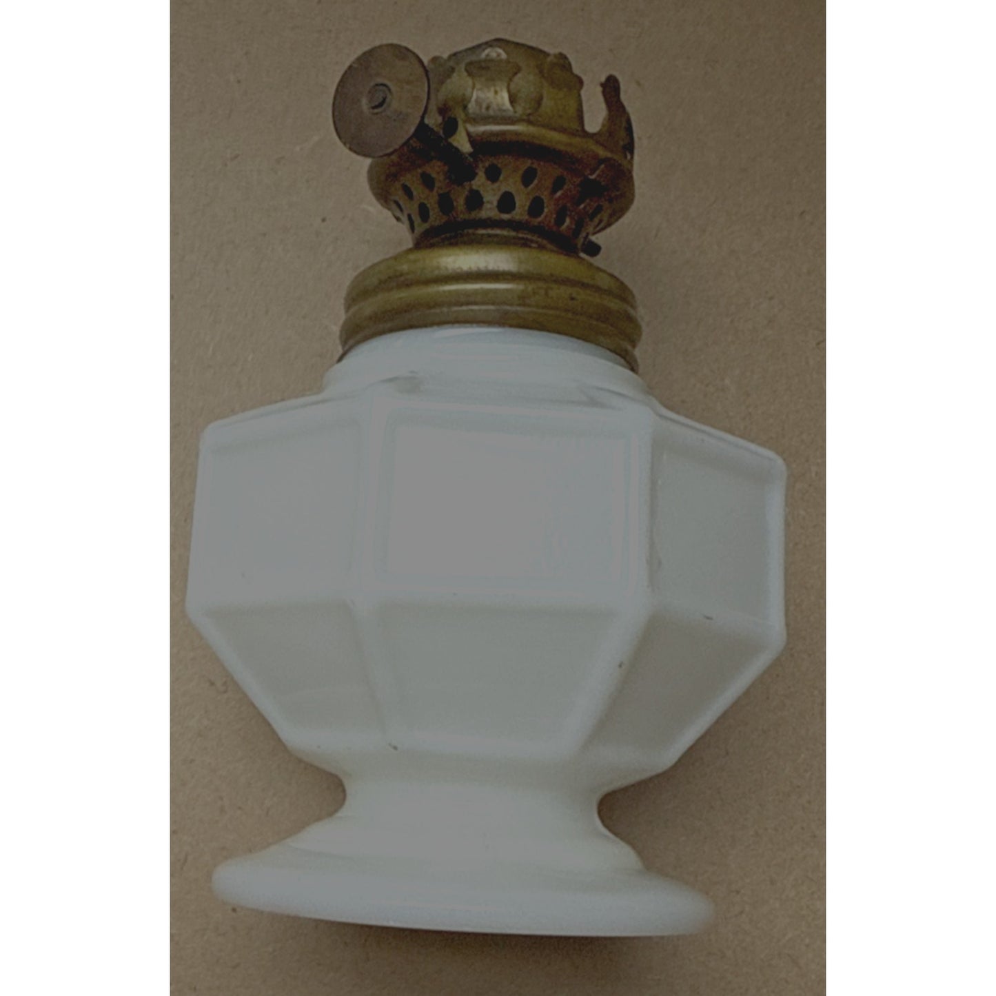 Antique Miniature Oil Lamp Mission Block Milk Glass As-Is