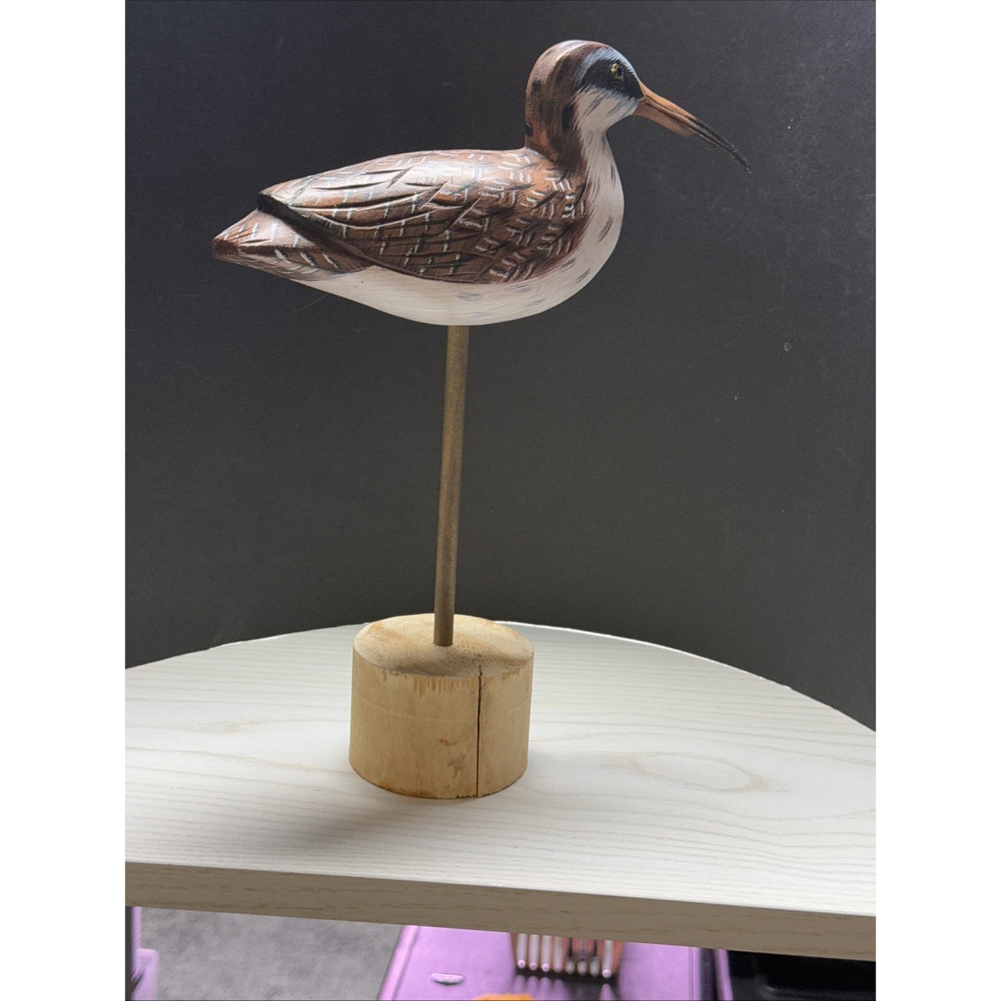 Vintage Hand Painted Carved Wood Shorebird Sculpture Decoy Folk Art As Is