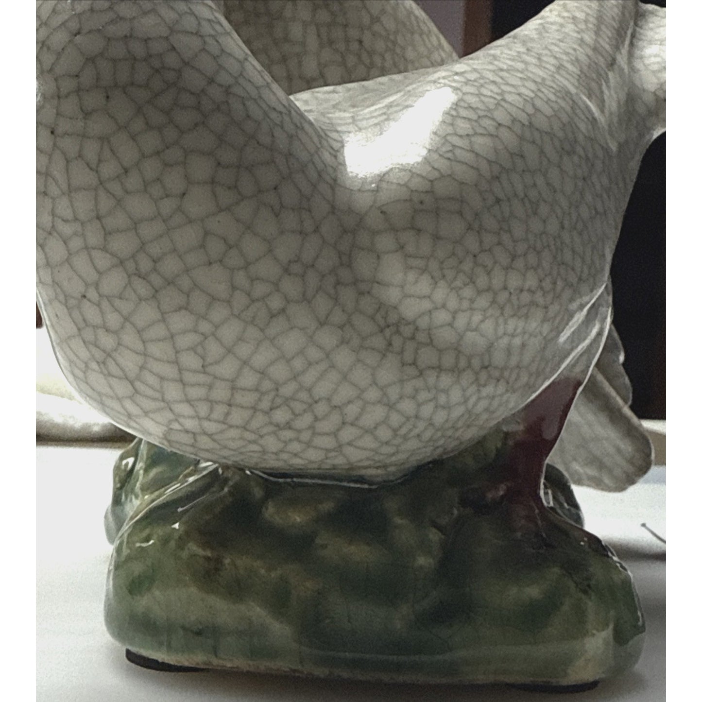 Vintage Chinese Crackle Glazed Majolica Pottery Doves Love Birds Sculpture