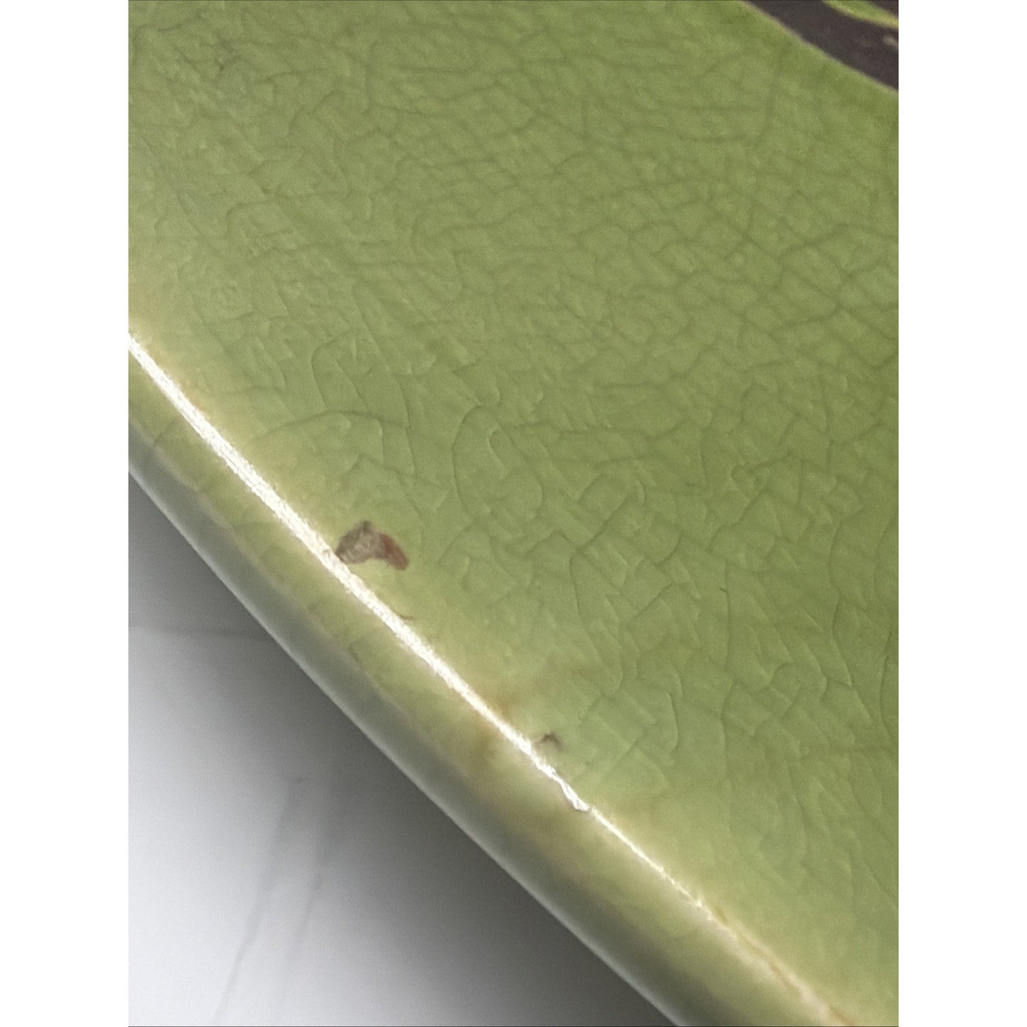 MCM En Franco Guadalajara Pottery Charger Tray Large Crackle Glaze Botanical